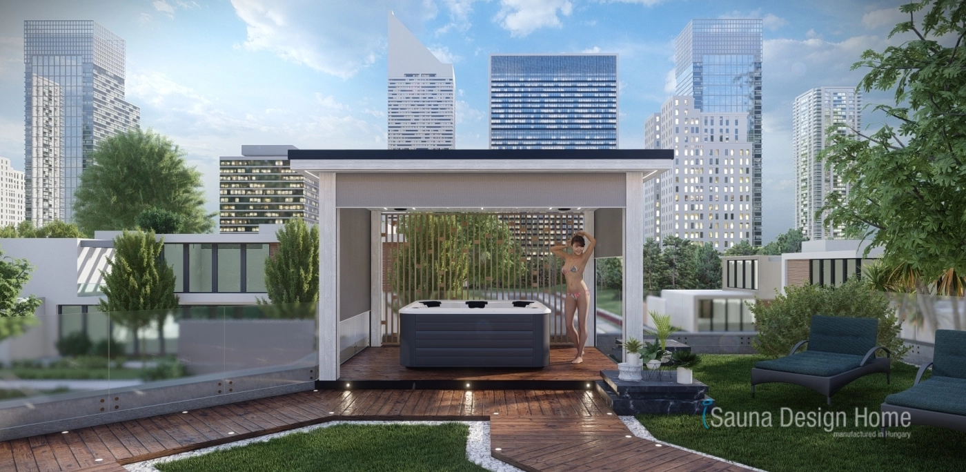 Pergola zipSCREEN árnyékolóval fehér színben